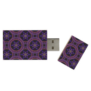 Floral Modern Boho Elegant Abstract Pattern #505 Wood Flash Drive