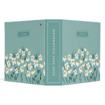 Floral modern daisy blue girly elegant stylish 3 ring binder