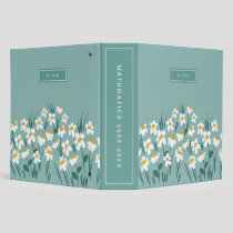Floral modern daisy blue girly elegant stylish 3 ring binder