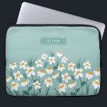 Floral modern daisy blue girly elegant stylish laptop sleeve<br><div class="desc">Floral modern daisy blue girly elegant stylish personalized laptop sleeve design.</div>