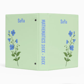 Floral modern daisy blue girly elegant stylish mini binder