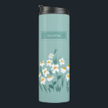 Floral modern daisy blue girly elegant stylish sta thermal tumbler<br><div class="desc">Floral modern daisy blue girly elegant stylish design.</div>