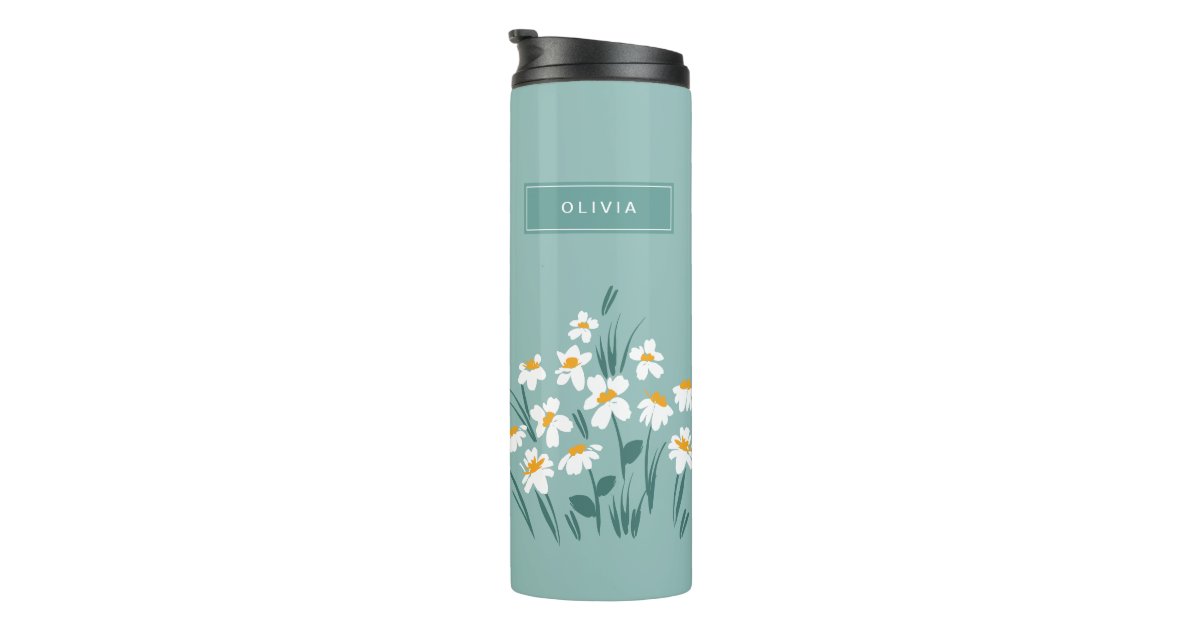 Fresh Daisies on Blue Stainless Steel 20 oz. Vacuum Insulated