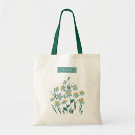 Floral modern daisy blue girly elegant stylish tote bag