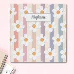 Floral Modern Daisy Girly 3 Ring Binder<br><div class="desc">This floral binder is decorated with white daisies on a striped background in pastel colors. Easily customizable with your name. Great for Back to School or as a gift.</div>