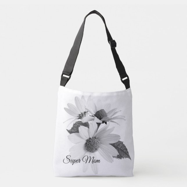 Floral Modern Daisy Stylish Neutral Crossbody Bag (Front)