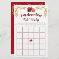 Floral Modern Elegant Baby Shower Game Bingo Cards