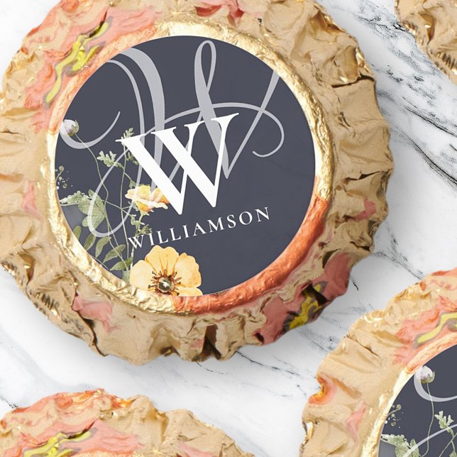 Floral Modern Elegant Chic Script Monogram Name Reese's Peanut Butter Cups (Creator Uploaded)