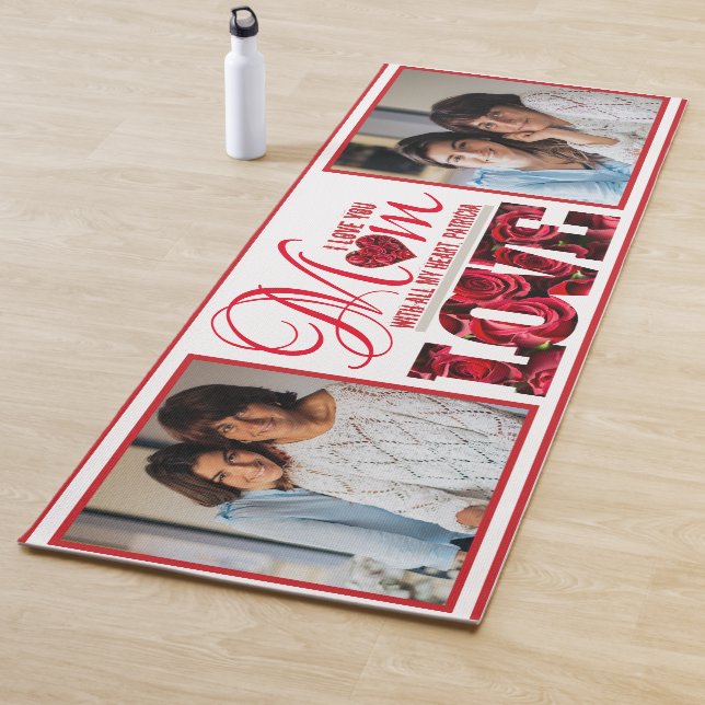 Floral Modern Elegant Photo Collage Mothers Day Yoga Mat (In Situ)