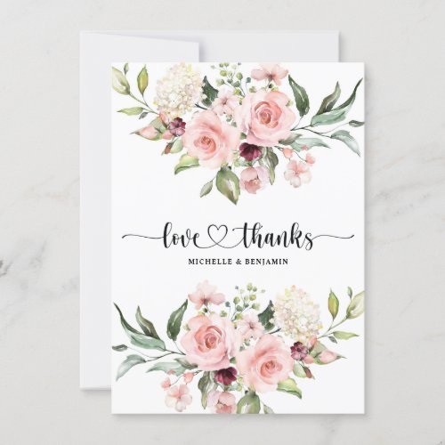 Floral Modern Elegant Wedding Thank You Card