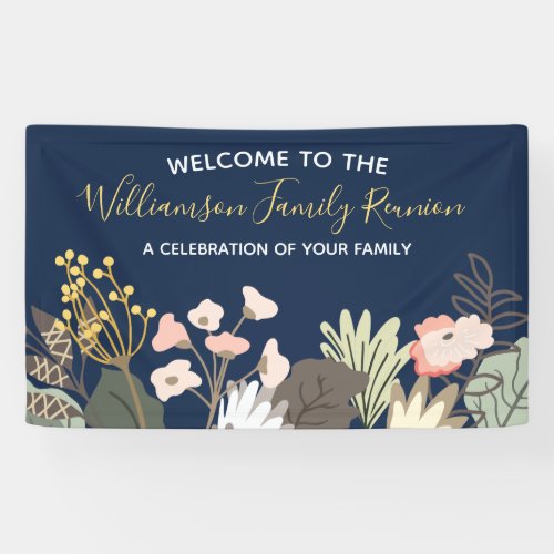 Floral Modern Family Reunion Welcome Banner