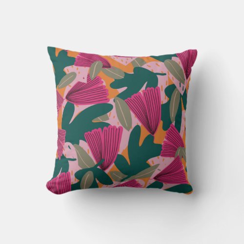 Floral modern greenery yellow pink trendy throw pillow