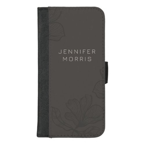 Floral Modern Minimalist Black Wallet Case