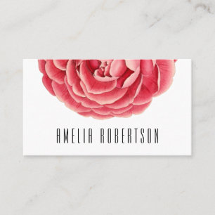Floral modern minimalist bold rose business card