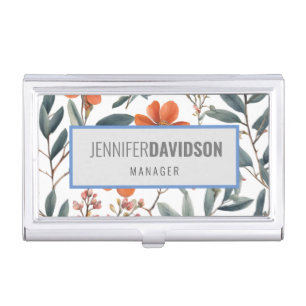 Floral Modern Minimalist Elegant Professional Business Card Case