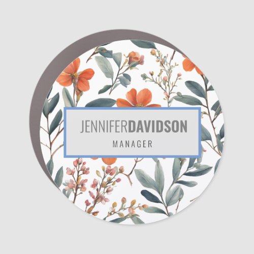 Floral Modern Minimalist Elegant Professional Car Magnet