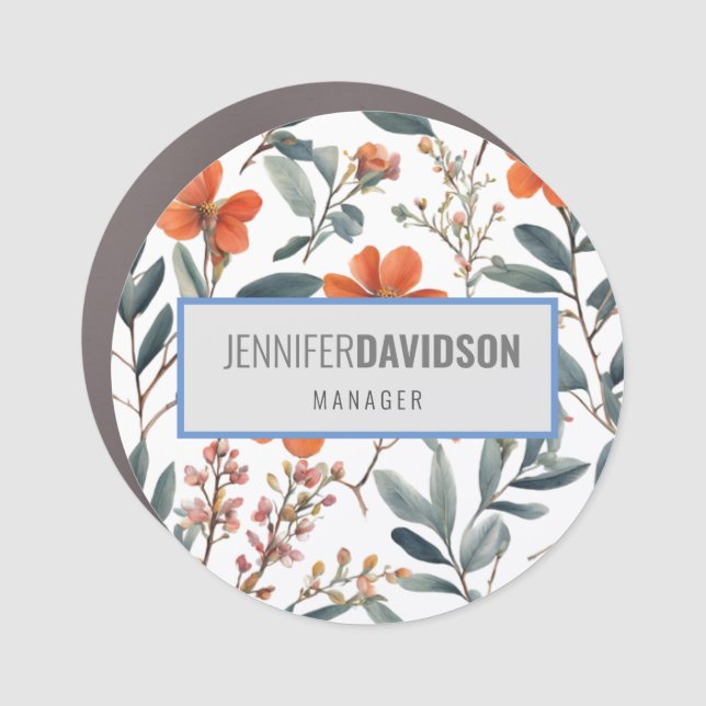 Floral Modern Minimalist Elegant Professional Car Magnet (Front)