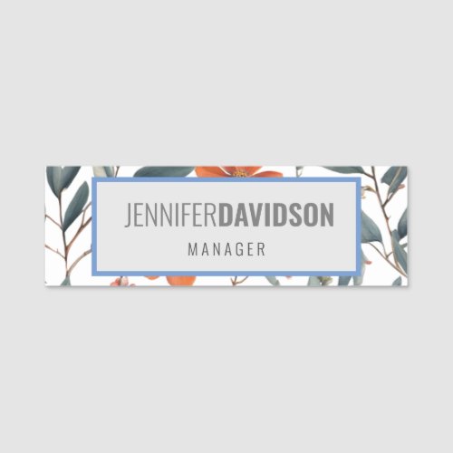 Floral Modern Minimalist Elegant Professional Name Tag