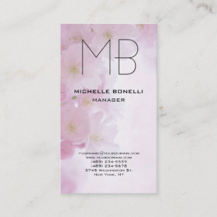 Floral modern monogram simple plain minimalist business card
