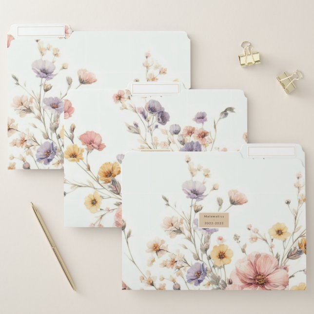 Floral modern pink girly elegant stylish file folder (Set)