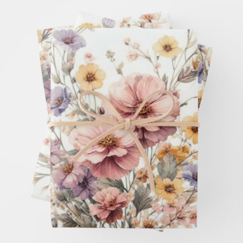 Floral modern pink girly elegant stylish wrapping paper sheets