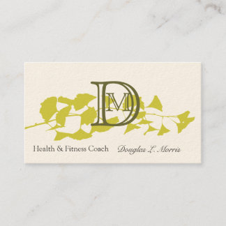 Floral Modern Plants Ginkgo Professional Monogram Business Card