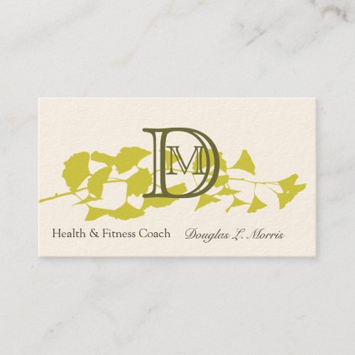 Golden  Ginkgo Classic Monogram Business Card Template