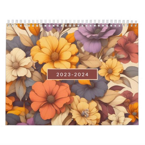 Floral modern retro autumn elegant calendar