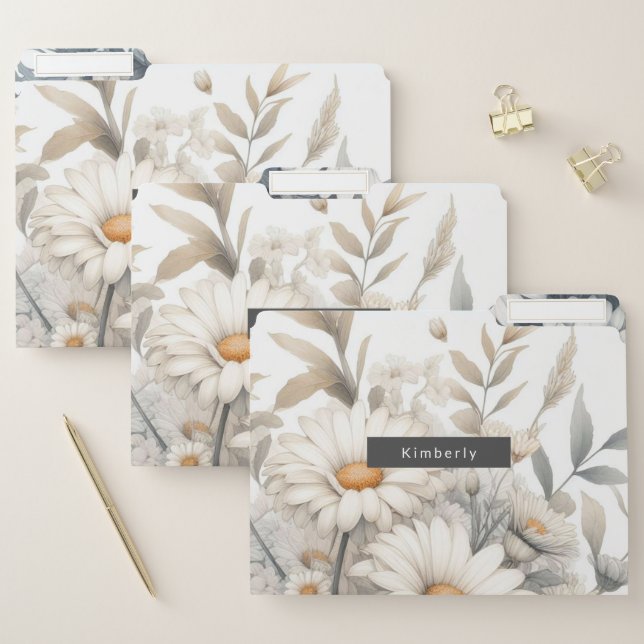 Floral modern retro autumn elegant file folder (Set)