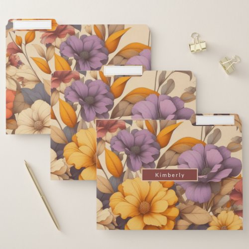 Floral modern retro autumn elegant file folder