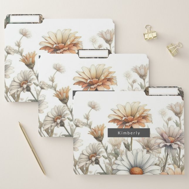 Floral modern retro autumn elegant file folder (Set)