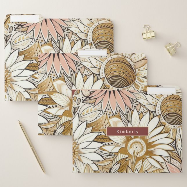 Floral modern retro autumn elegant file folder (Set)