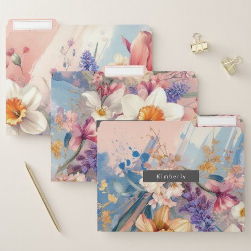 Floral modern retro autumn elegant file folder