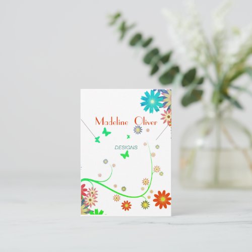 Floral Modern Retro Necklace Display  Business Card