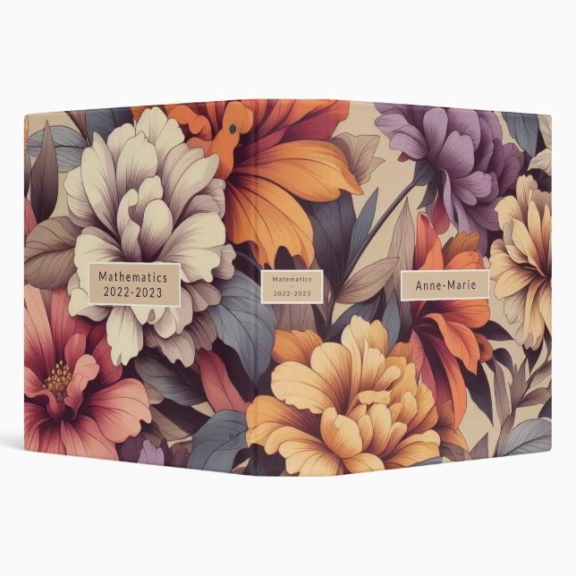 Floral modern rose pink girly elegant stylish  3 r 3 ring binder (Background)