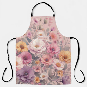 Floral modern rose pink girly elegant stylish  apron