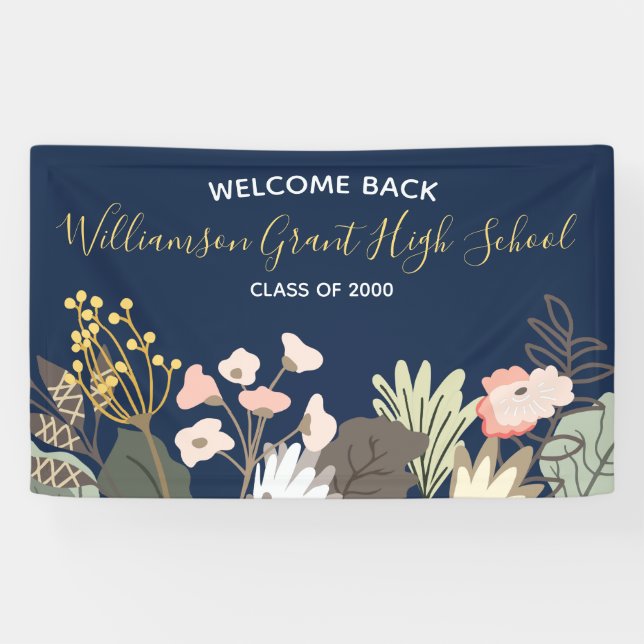 Floral Modern School Reunion Class Of Banner (Horizontal)