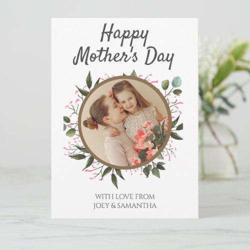  Floral Modern Script Photo Happy Mothers Day 