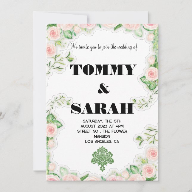 Floral Modern Simple Elegant Colorful Wedding Invitation (Front)