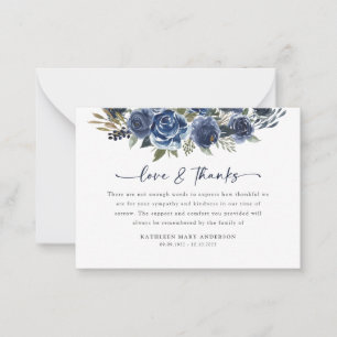 Floral Modern Sympathy Funeral Thank You Note Card