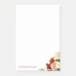 Floral Modern Template Flowers Roses Watercolor Post-it Notes