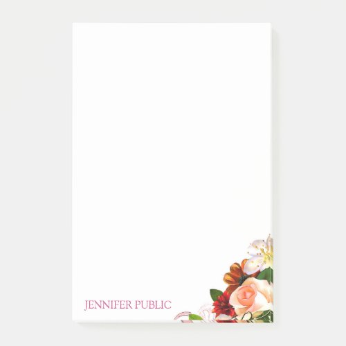 Floral Modern Template Flowers Roses Watercolor Post_it Notes