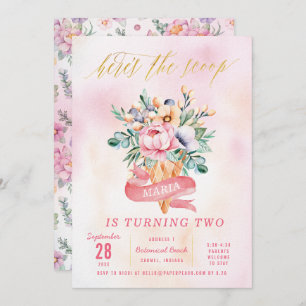 Floral Modern Watercolor Birthday Party Invitation