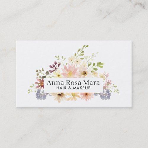  Floral Modern Watercolor Feminine Chic Business Card