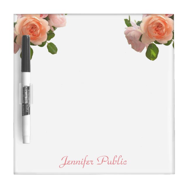 Floral Modern Watercolor Flowers Elegant Template Dry Erase Board (Front)