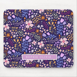 Floral Modern Wildflowers Girly Elegant Stylish Mouse Pad