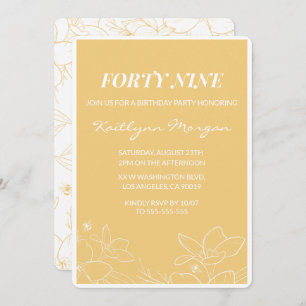 Floral Modern Yellow 49th birthday invitations 