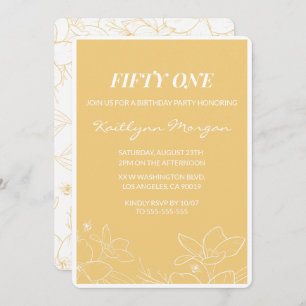 Floral Modern Yellow 51st birthday invitations