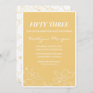 Floral Modern Yellow 53rd birthday invitations