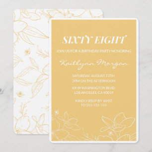 Floral Modern Yellow 68th birthday invitations 